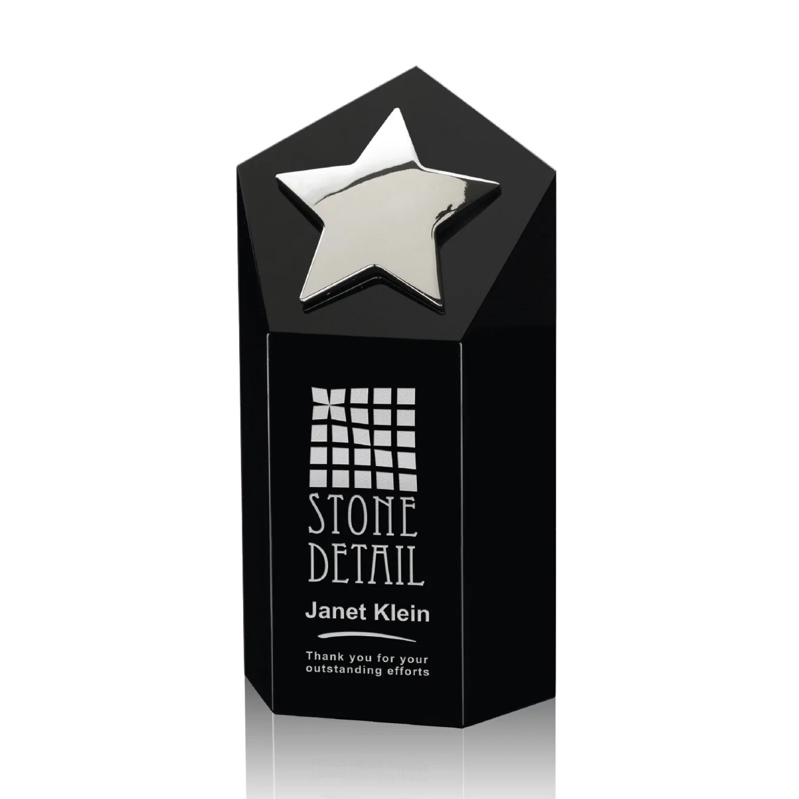 Custom Cast Metal Star Award on an Optical Crystal Tower for corporate award ceremonies