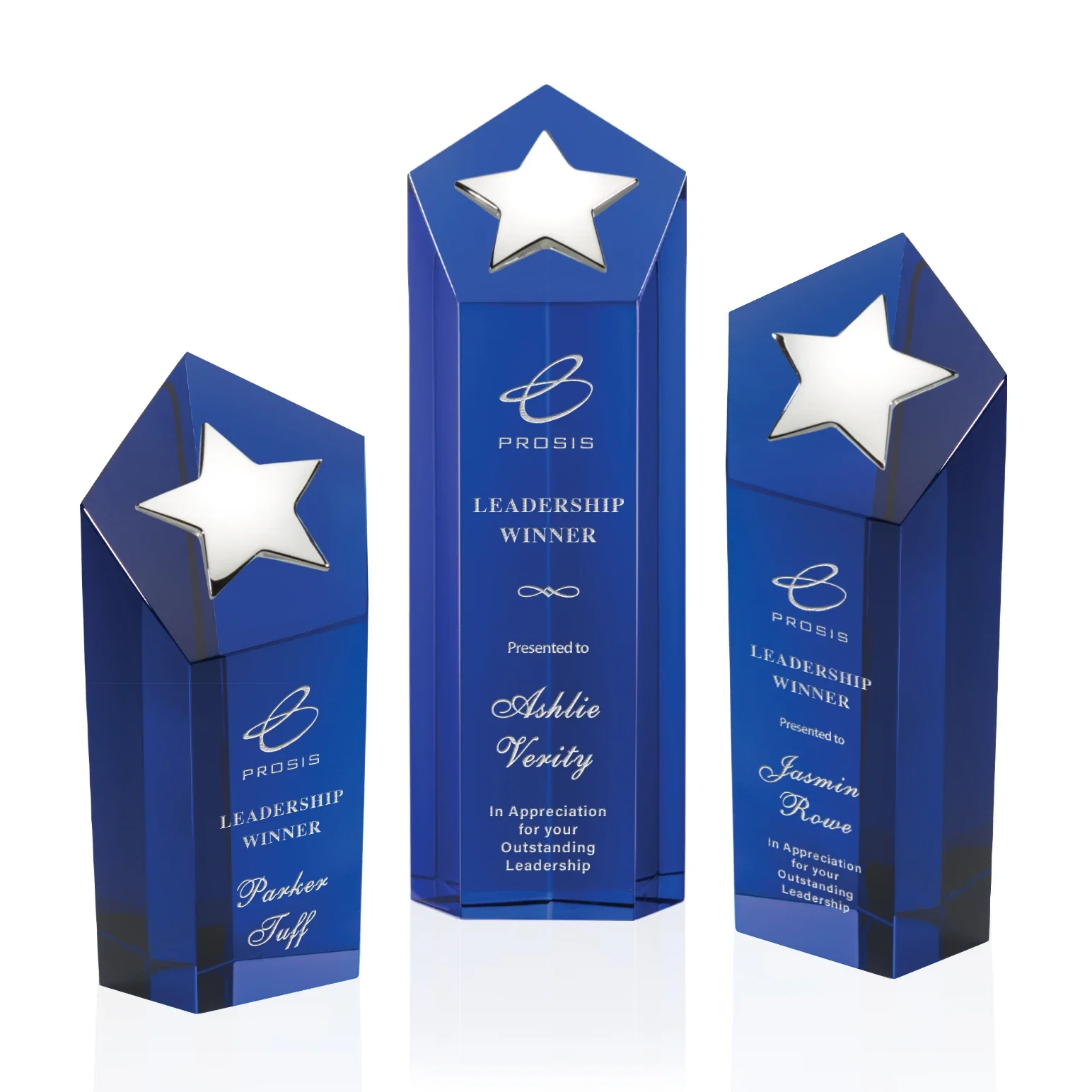 Personalized Cast Metal Star Award on an Optical Crystal Tower for dealer and partner awards