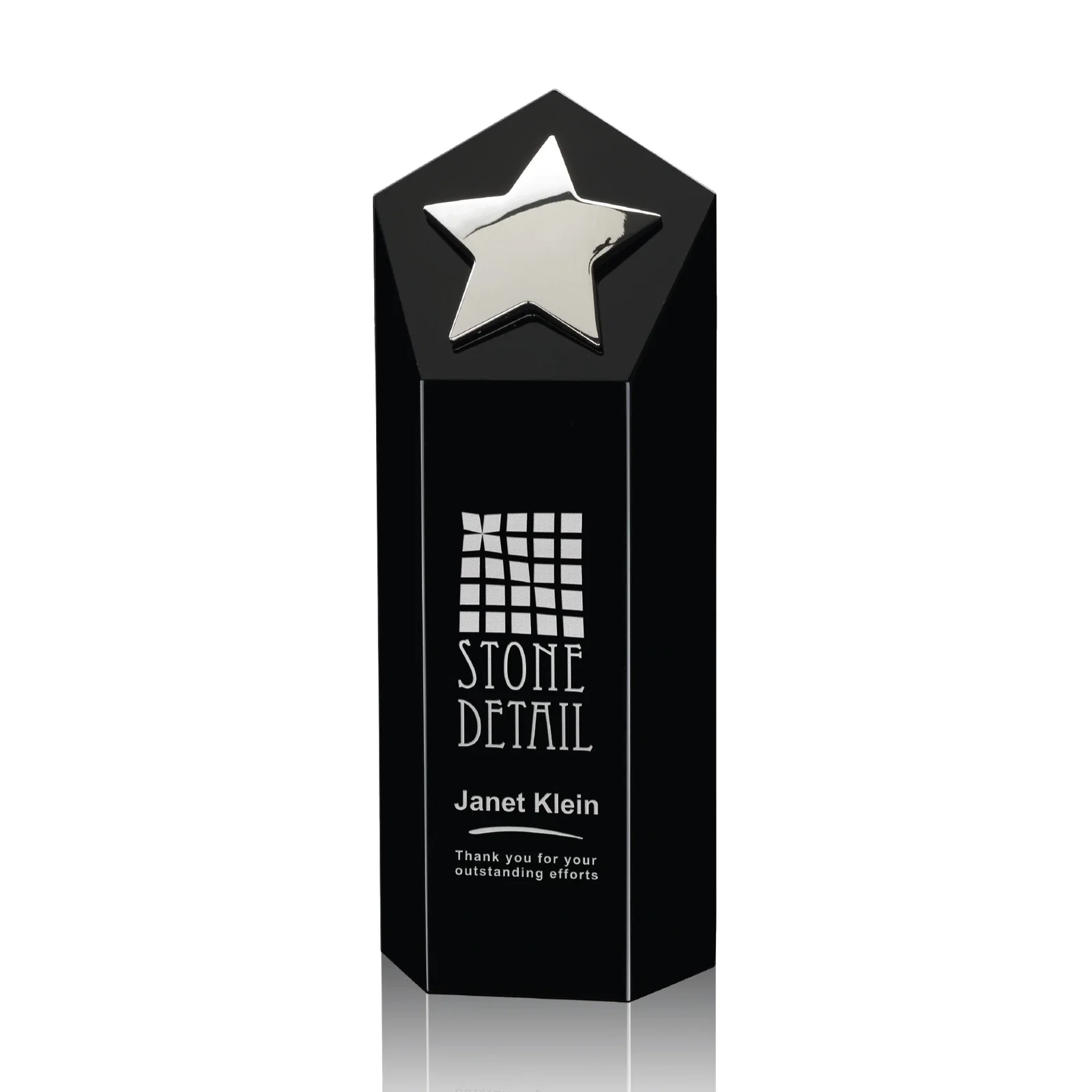 Custom Cast Metal Star Award on an Optical Crystal Tower for sales achievement awards