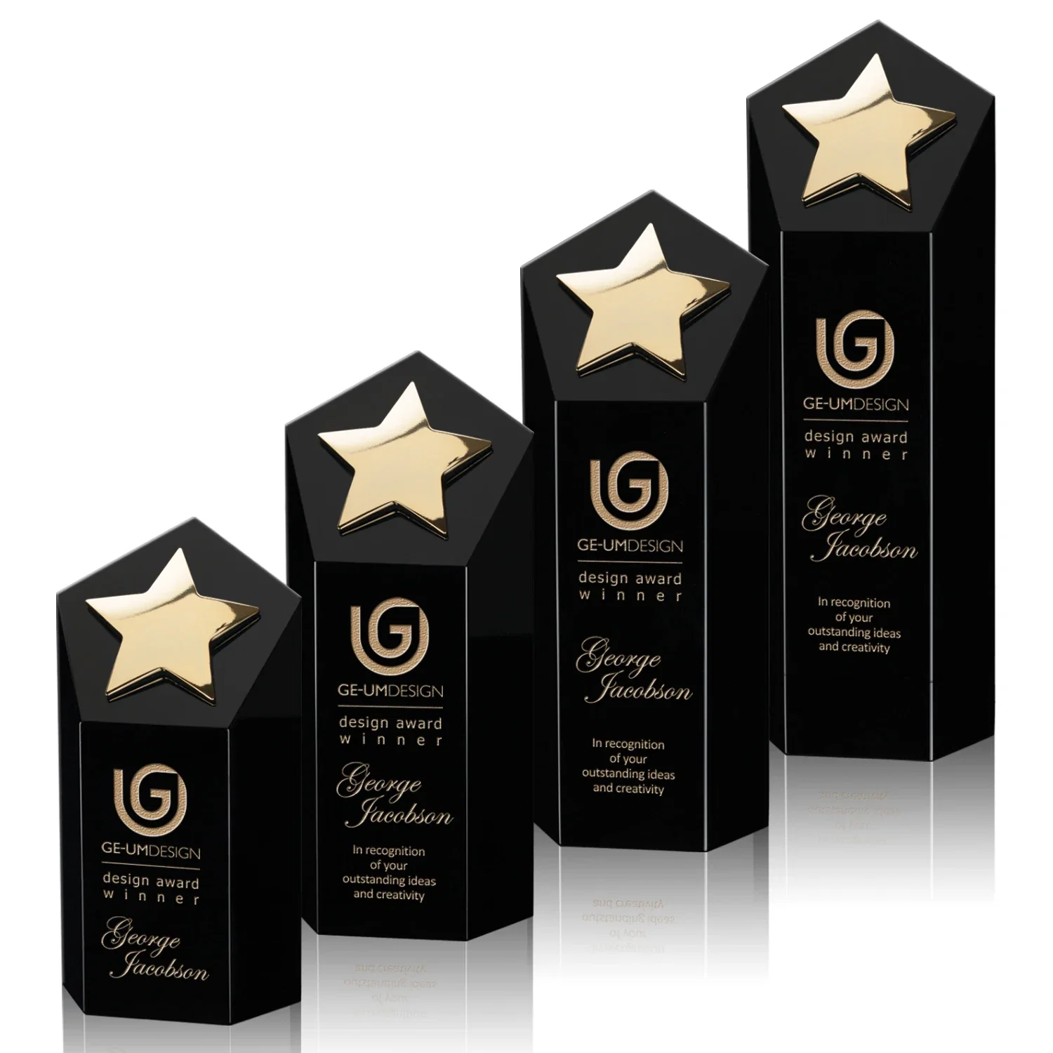Custom Cast Metal Star Award on an Optical Crystal Tower for team milestone celebrations