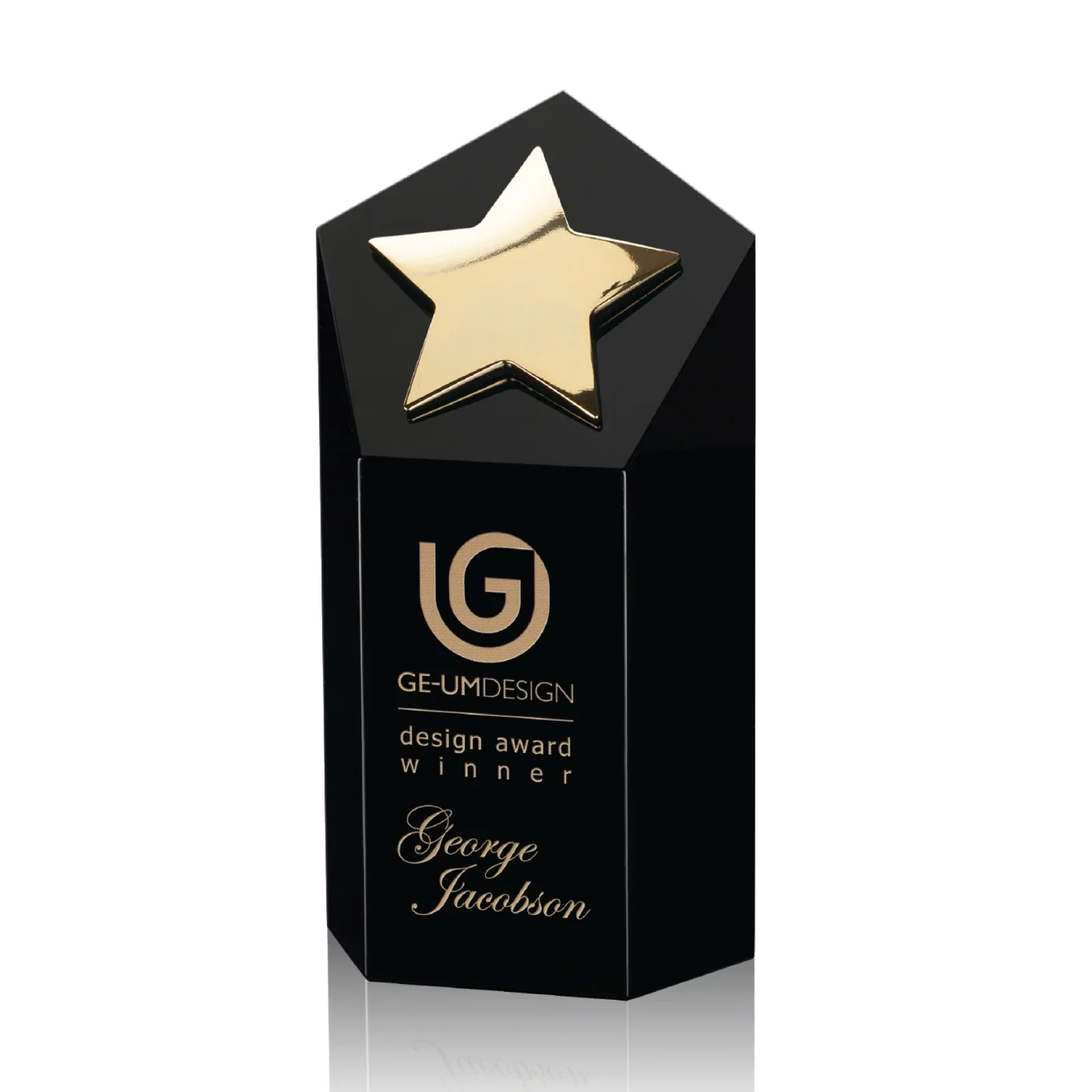 Custom Cast Metal Star Award on an Optical Crystal Tower for donor appreciation