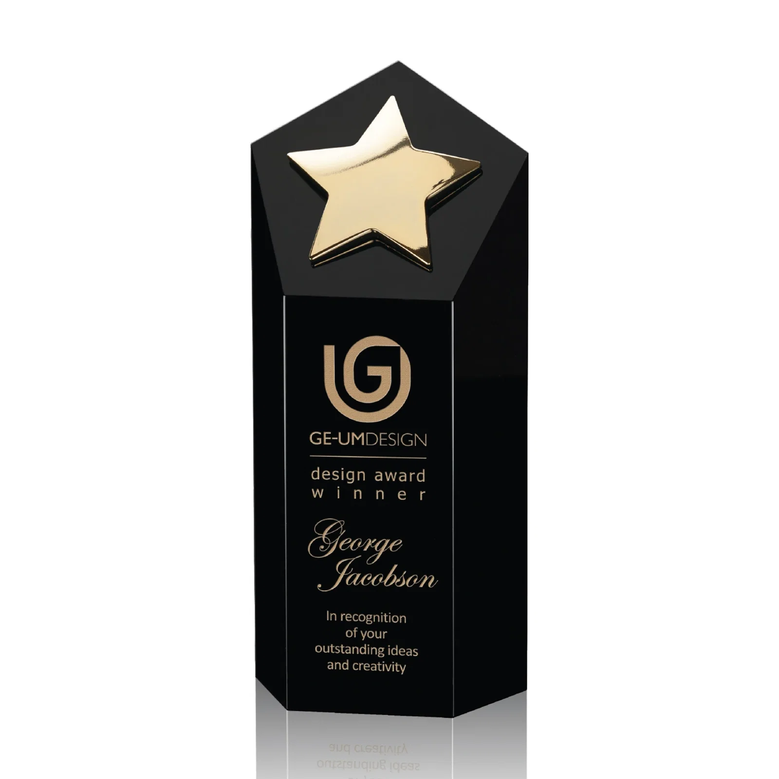 Custom Cast Metal Star Award on an Optical Crystal Tower for graduation ceremonies