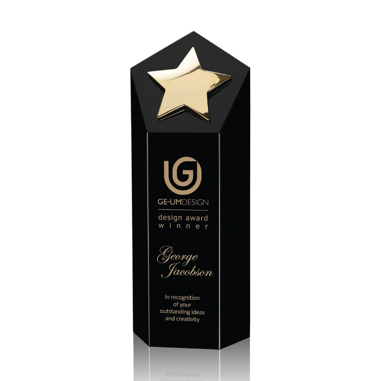 Custom Cast Metal Star Award on an Optical Crystal Tower for safety achievement programs