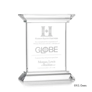Optical Crystal Plinth Award on Hand-Cut Doric Column Base
