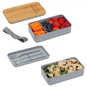 Double Decker Lunch Box with FSC® Bamboo Lid & Utensils