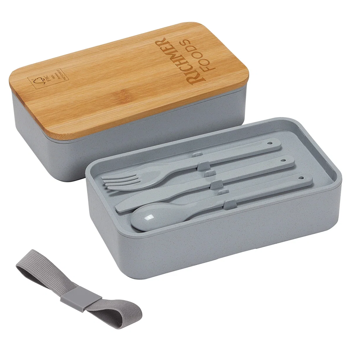 Double Decker Lunch Box shown with the included bamboo utensils