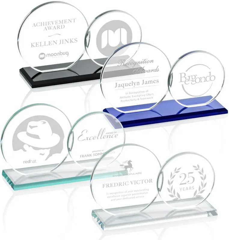 Custom Double Elgin Glass Award with Beveled Base β view 1