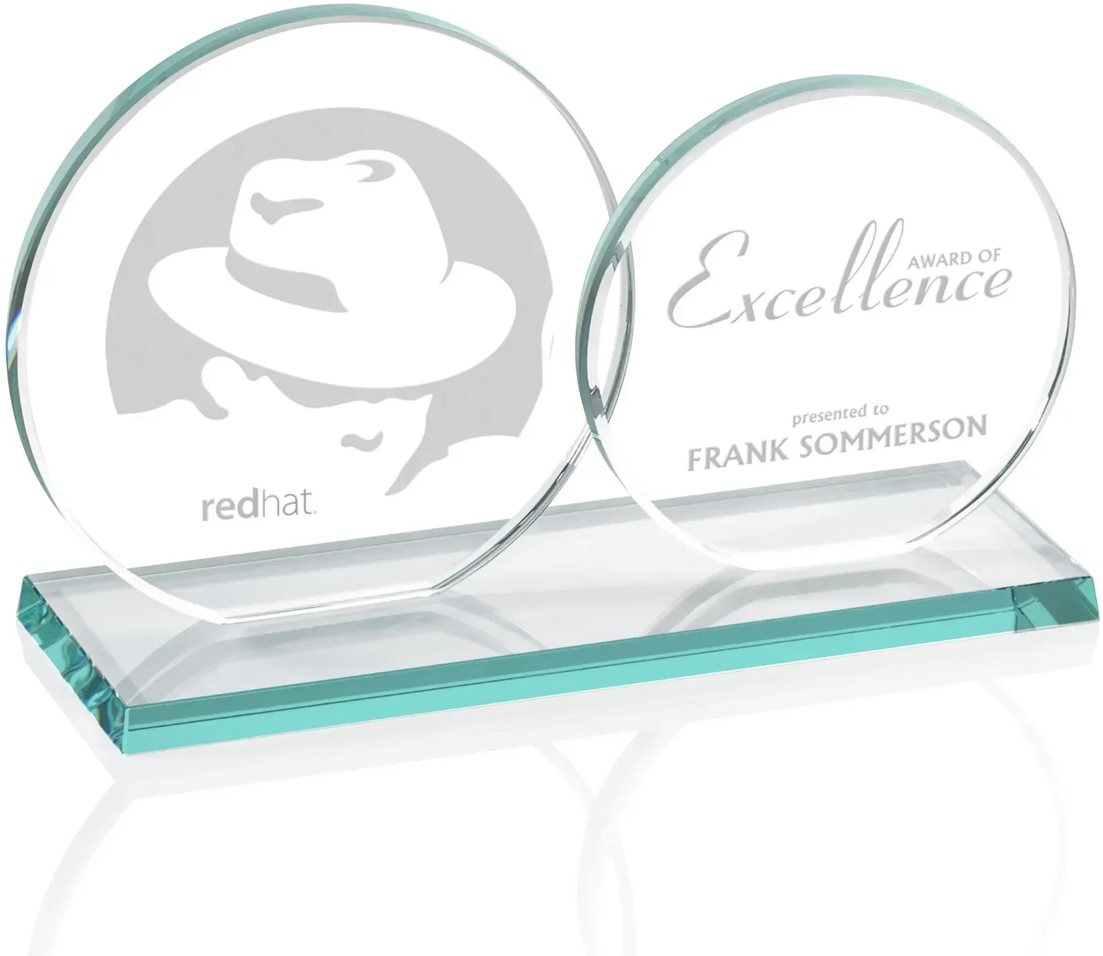 Custom Double Elgin Glass Award with Beveled Base — view 2