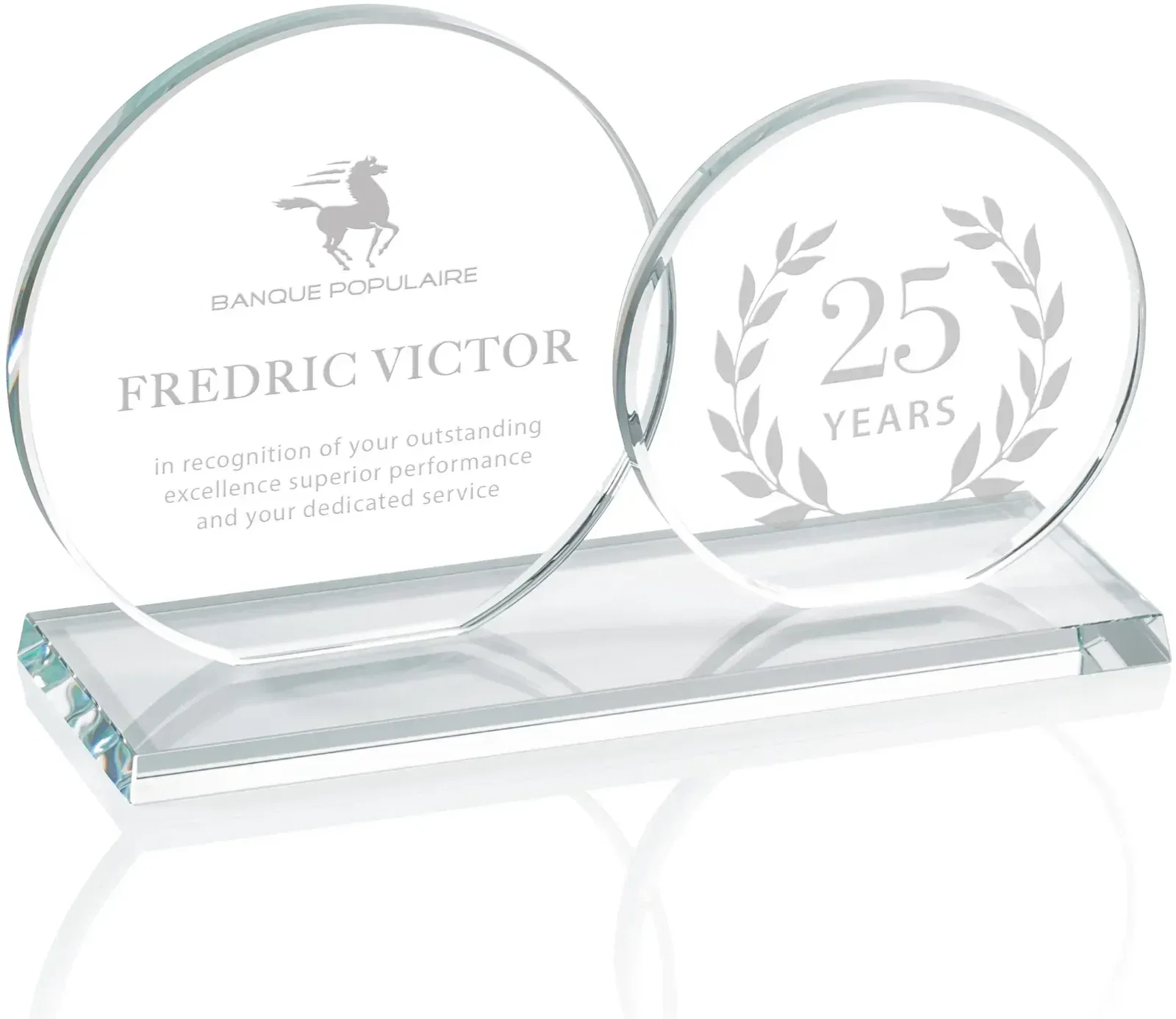 Custom Double Elgin Glass Award with Beveled Base — view 3