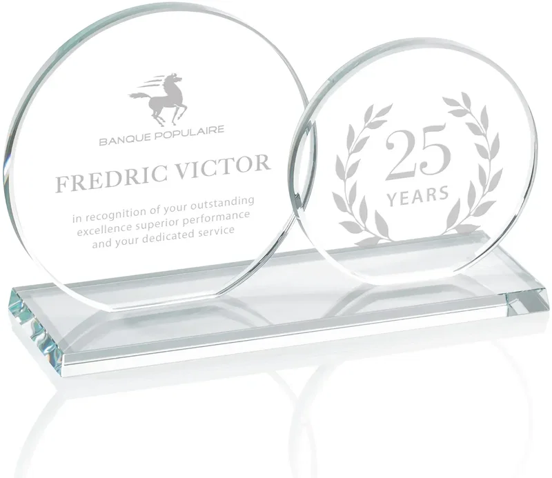 Custom Double Elgin Glass Award with Beveled Base — view 3