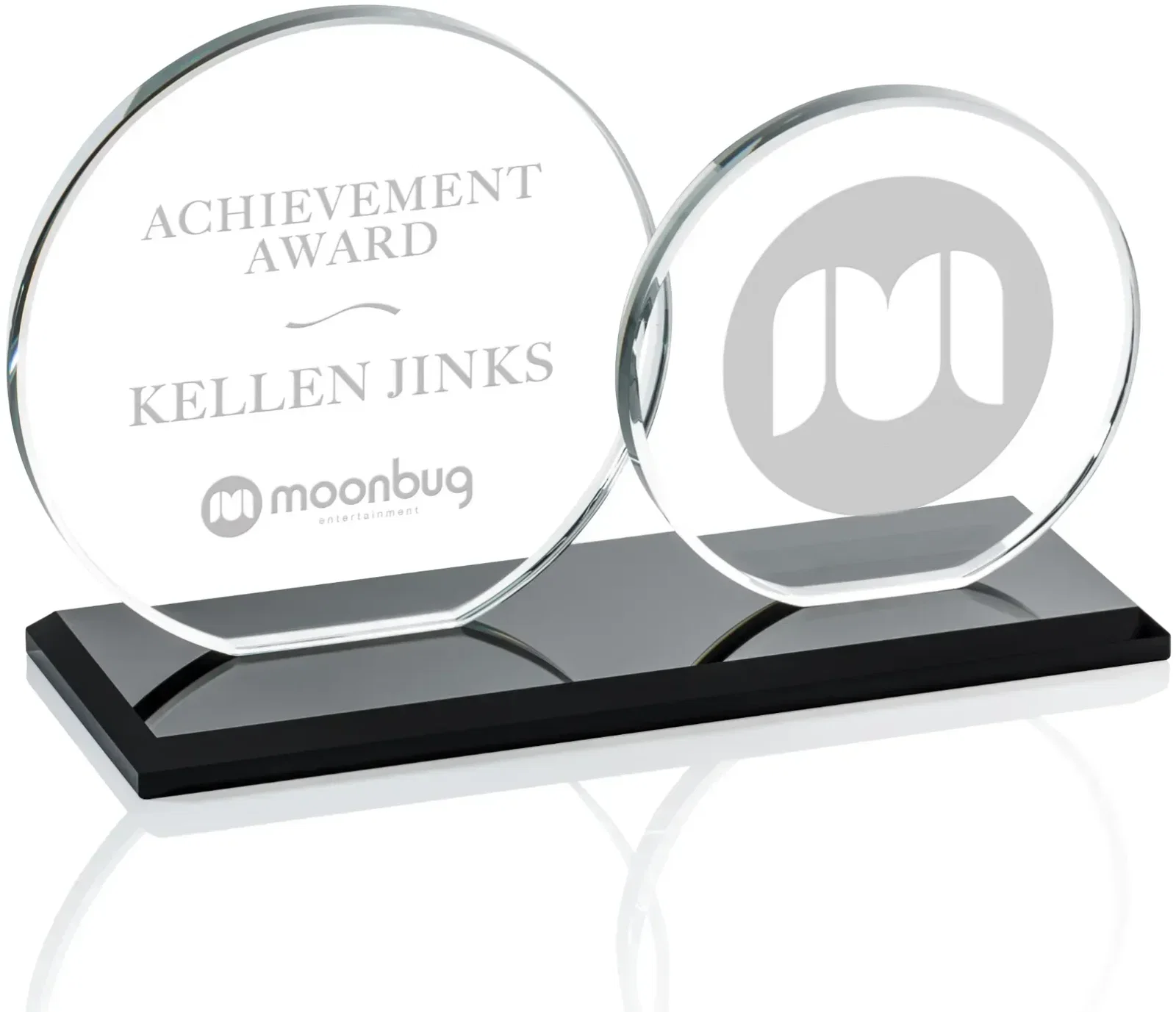 Custom Double Elgin Glass Award with Beveled Base — view 4