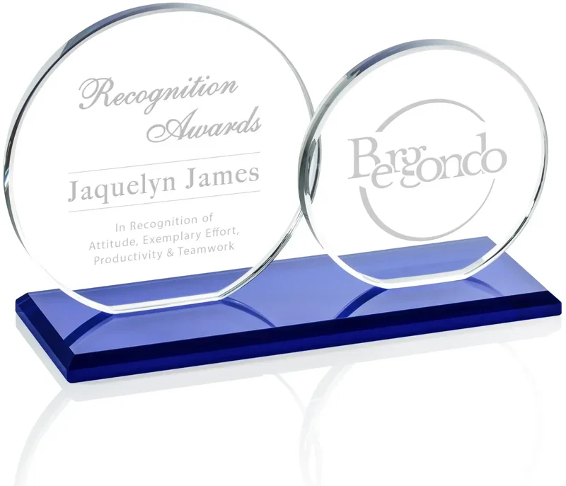 Custom Double Elgin Glass Award with Beveled Base — view 5