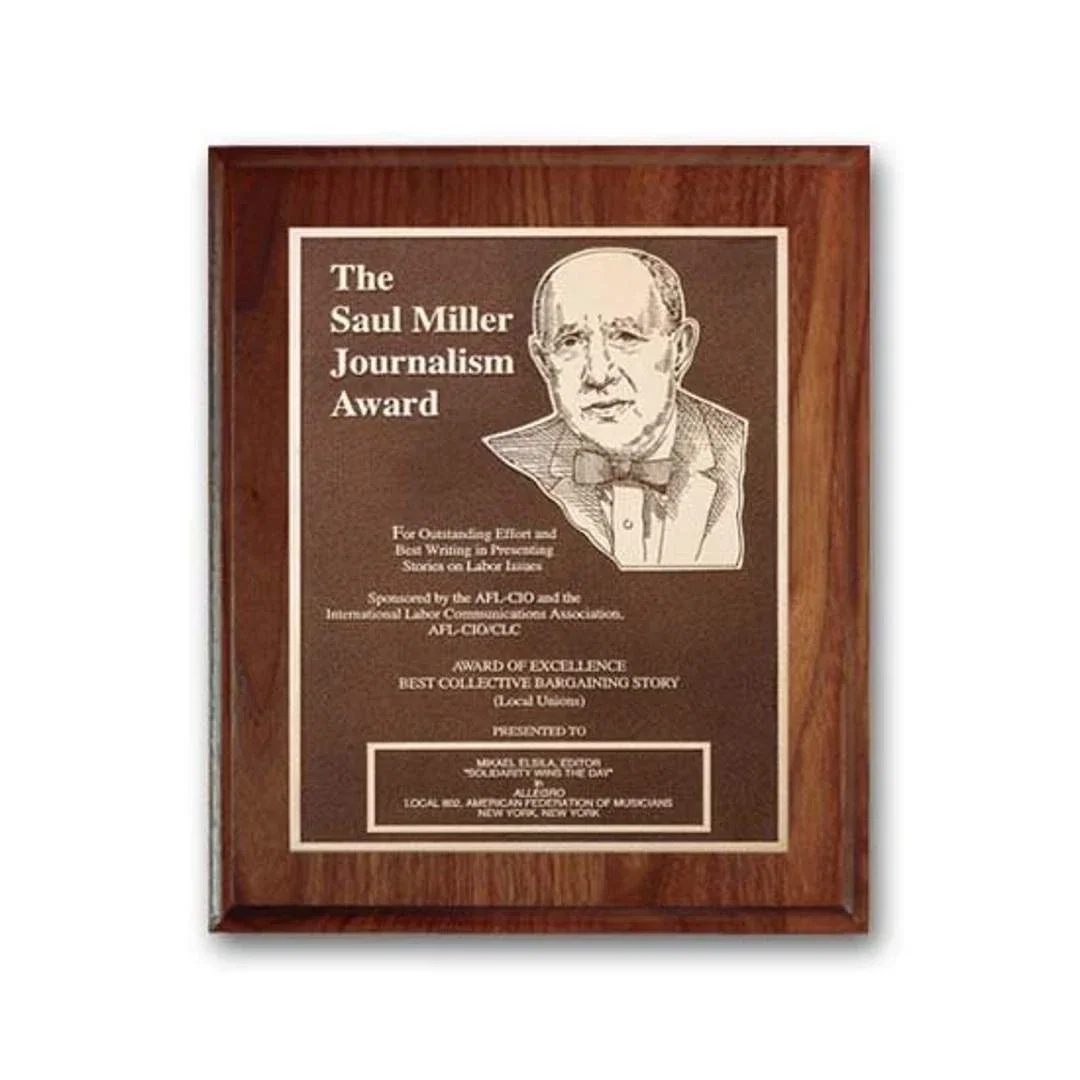 Custom Cove-Edge Walnut Wall Plaque with Double-Etched Antique Plate for service anniversary gifts