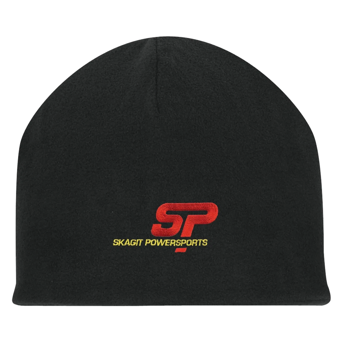 Double layer fleece beanie shown flat with a folded cuff