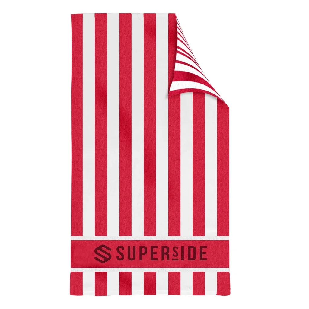 Double Sided Cabana Stripe Beach Towel — Red