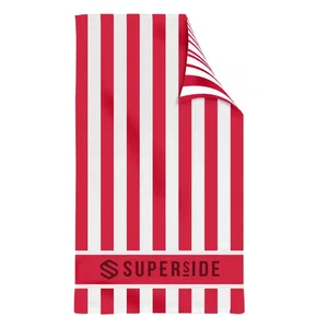 Double-Sided Cabana Stripe Beach Towel, 34" x 60" Cotton Terry Velour, 4-Color Imprint