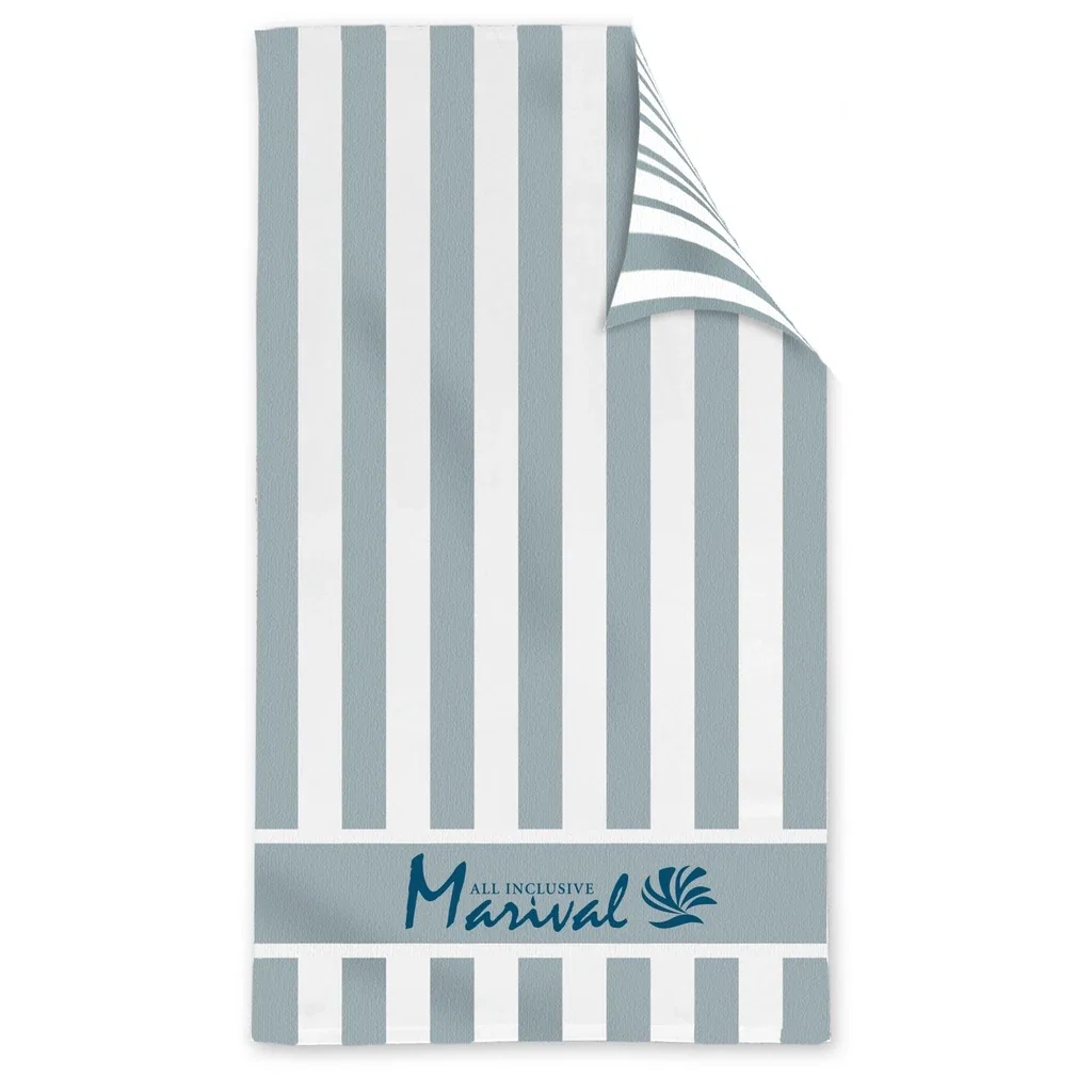 Double Sided Cabana Stripe Beach Towel — Gray — view 2
