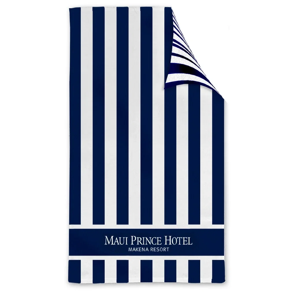 Double Sided Cabana Stripe Beach Towel — Navy Blue — view 4