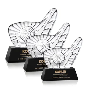 Optical Crystal Golf Award with Putter Surrounding Crystal Ball