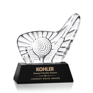 Optical Crystal Golf Award with Putter Surrounding Crystal Ball