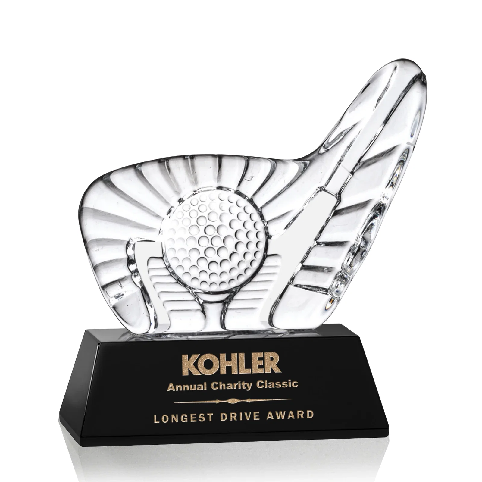 Custom Optical Crystal Golf Award with Putter Surrounding Crystal Ball for service anniversary gifts