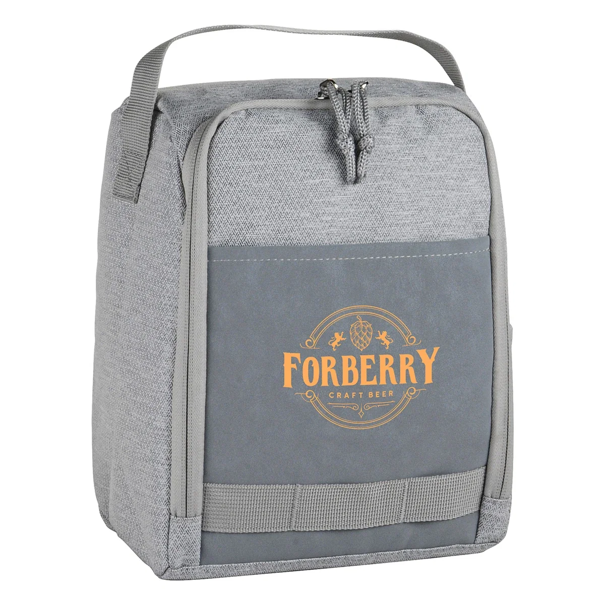 Close-up of the custom Dove Lunch Cooler Bag's logo imprint area