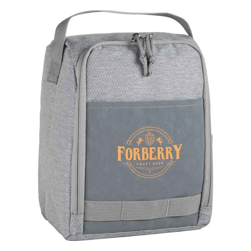 Close-up of the custom Dove Lunch Cooler Bag's logo imprint area