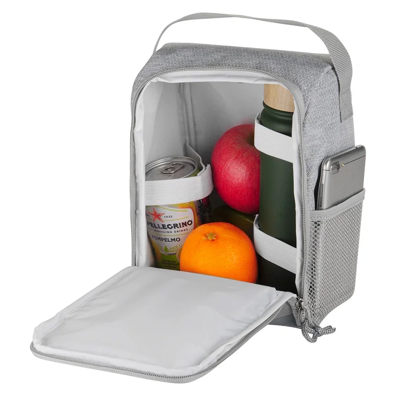 Promotional Dove Lunch Cooler Bag packed with food containers, cooler bag in use