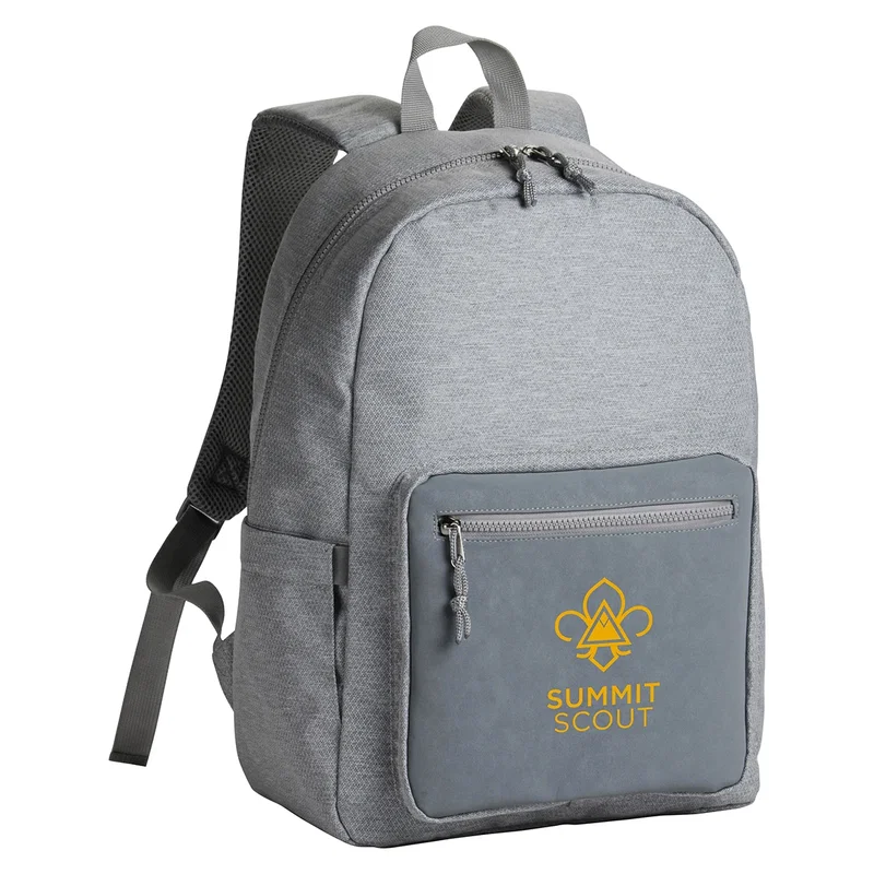 Close-up of the custom Dove Urban Backpack's logo imprint area