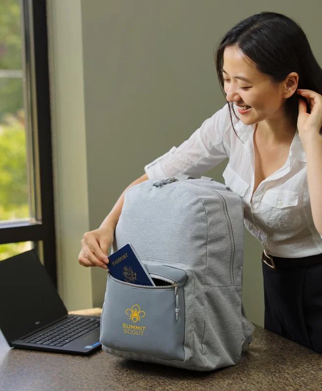 Back view of the branded Dove Urban Backpack