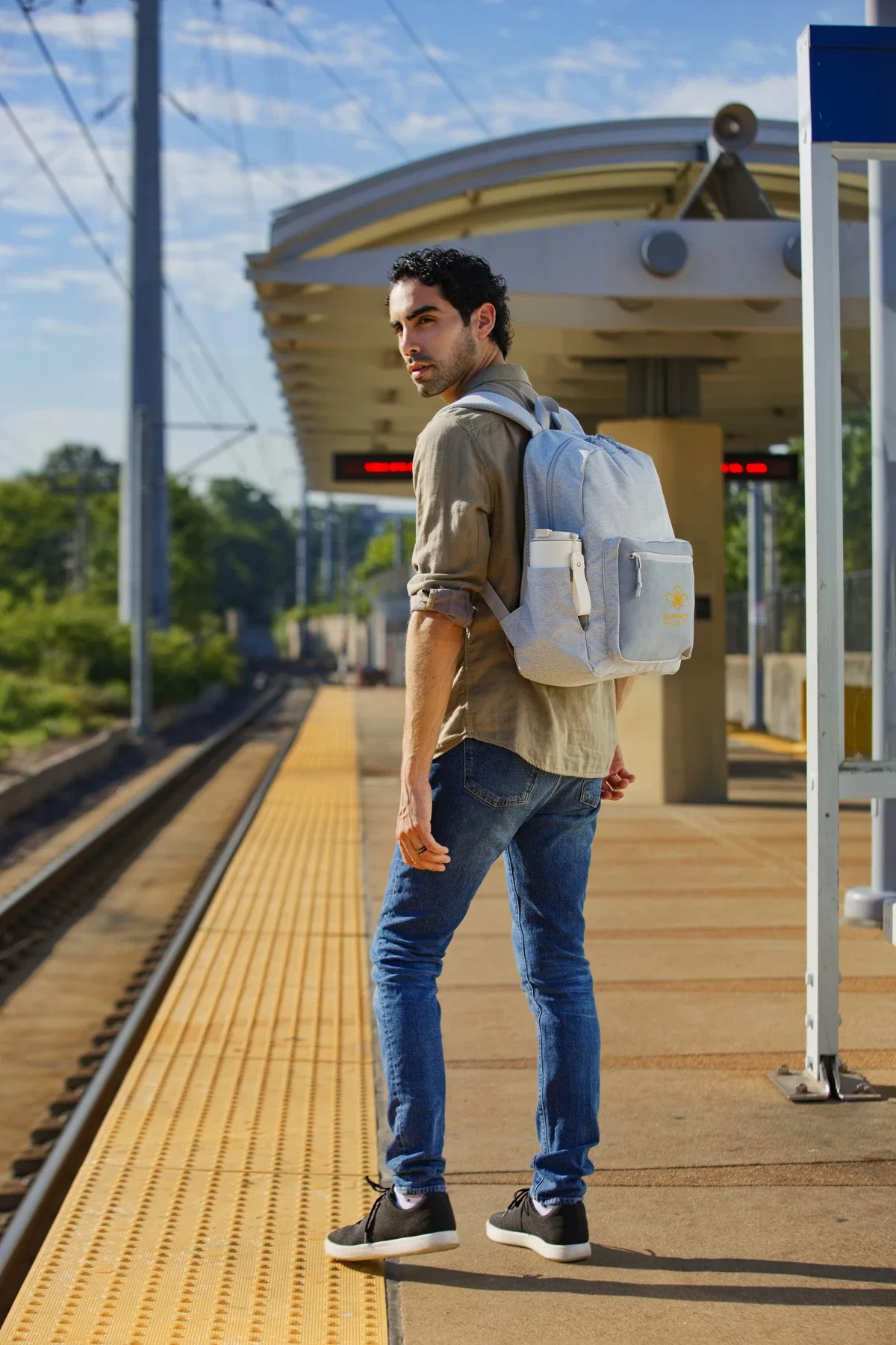 Dove Urban Backpack being worn