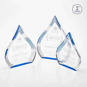 Acrylic Teardrop Award With Stepped Grooves to Sapphire Base