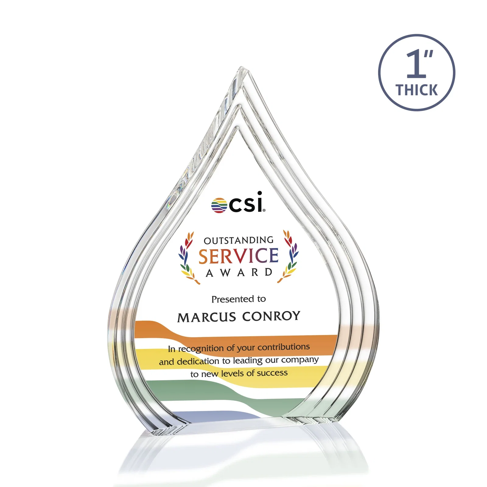 Personalized Acrylic Teardrop Award With Stepped Grooves to Sapphire Base for corporate award ceremonies