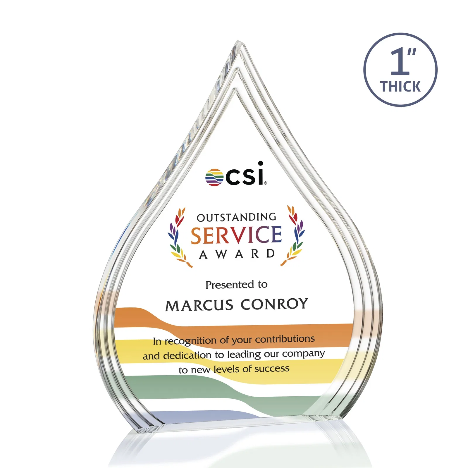 Personalized Acrylic Teardrop Award With Stepped Grooves to Sapphire Base for sales achievement awards