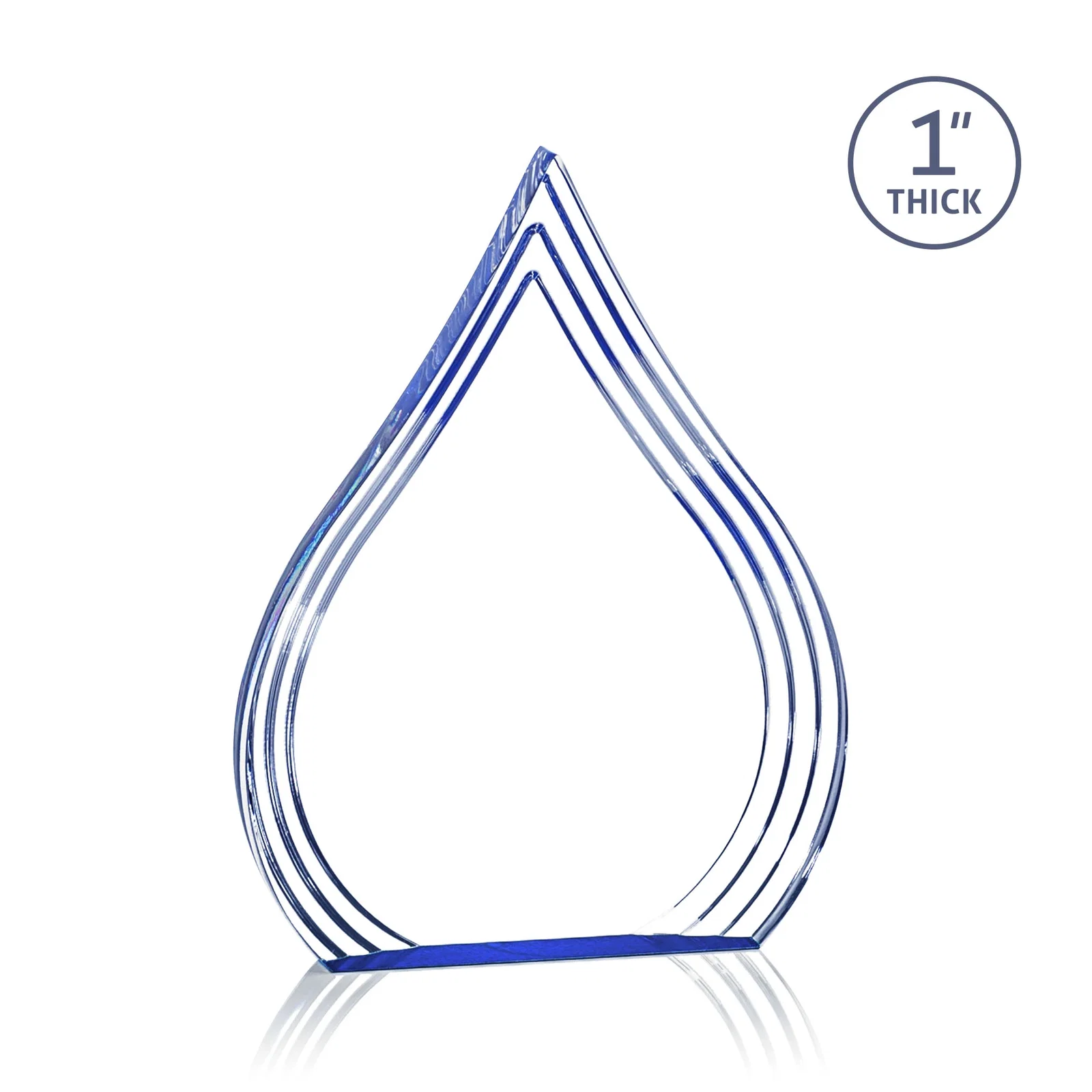 Personalized Acrylic Teardrop Award With Stepped Grooves to Sapphire Base for retirement presentations