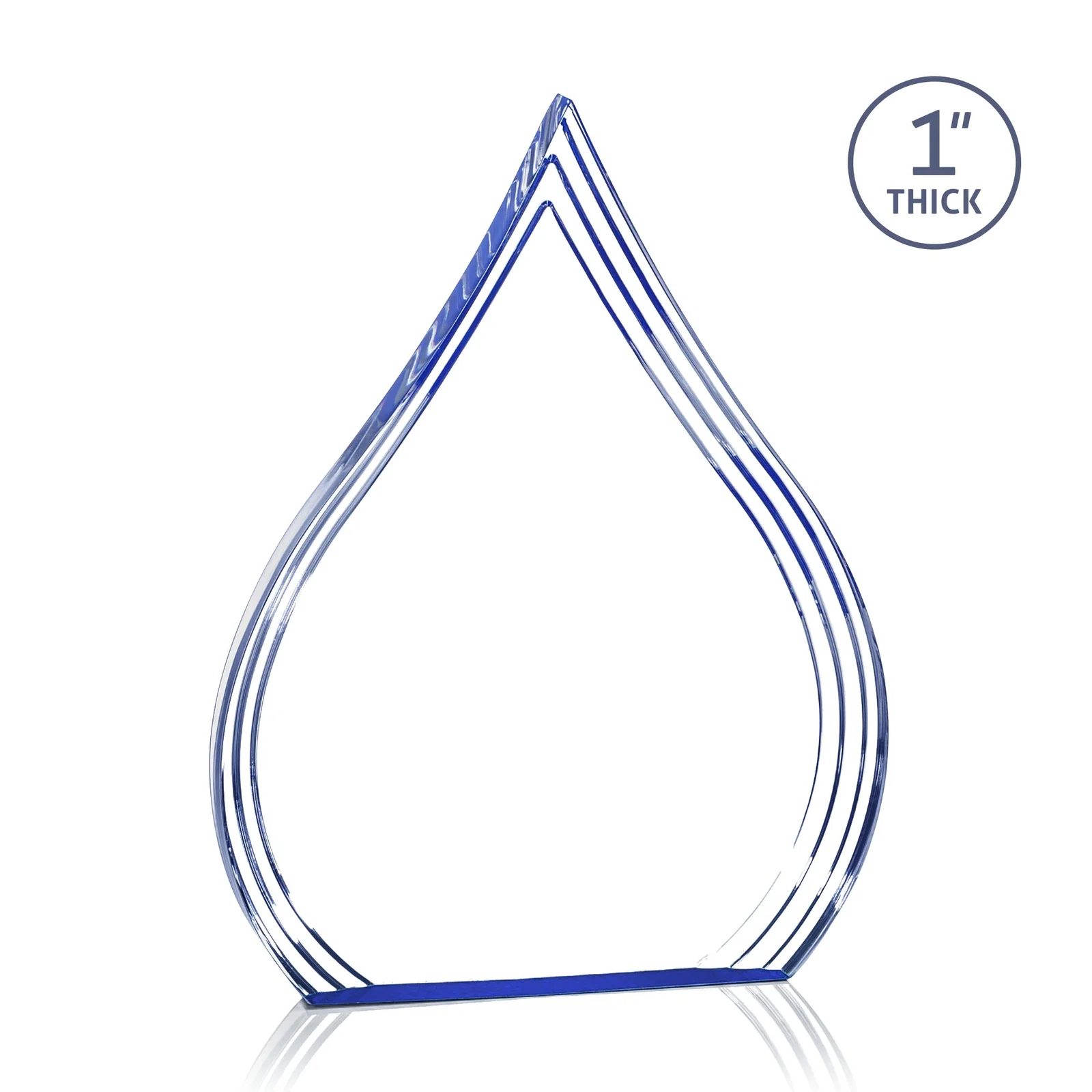 Personalized Acrylic Teardrop Award With Stepped Grooves to Sapphire Base for donor appreciation