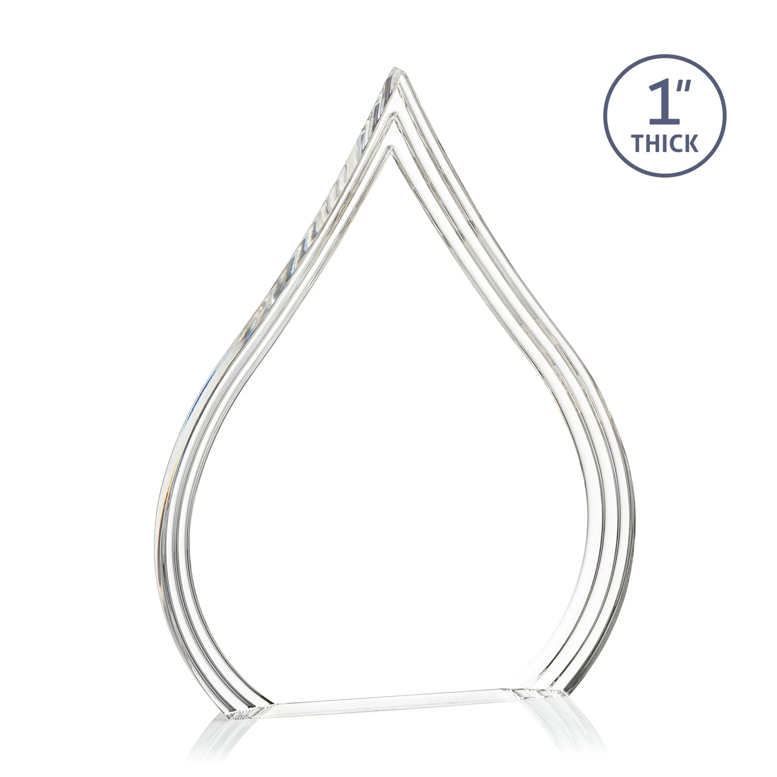 Personalized Acrylic Teardrop Award With Stepped Grooves to Sapphire Base for volunteer appreciation