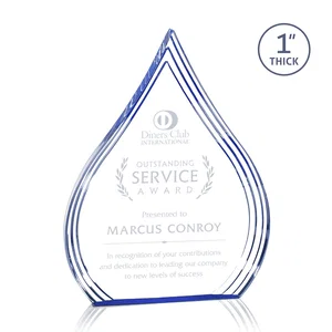 Acrylic Teardrop Award With Stepped Grooves to Sapphire Base