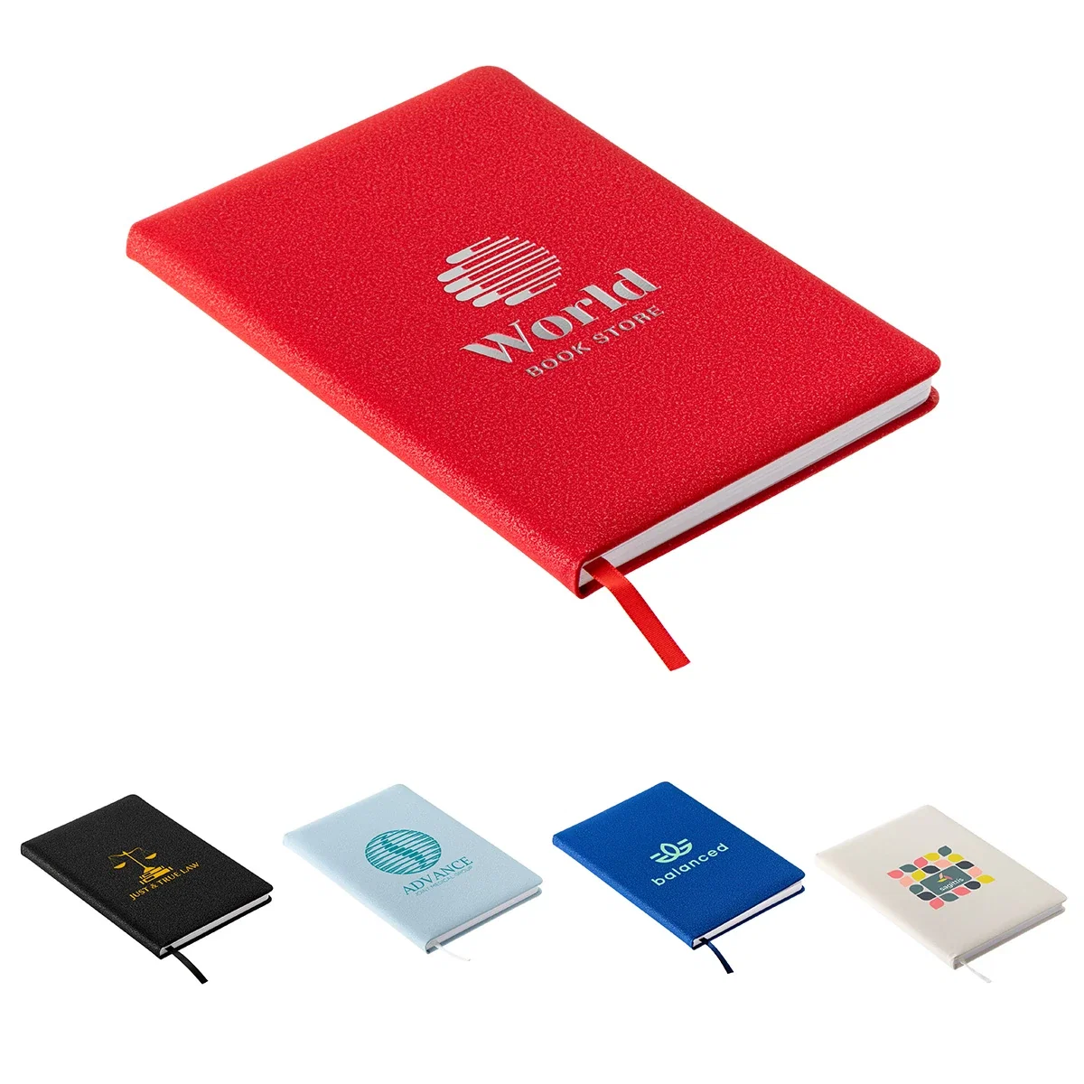 Custom Draftsman Padded Hardcover Journal, front view of the branded journal
