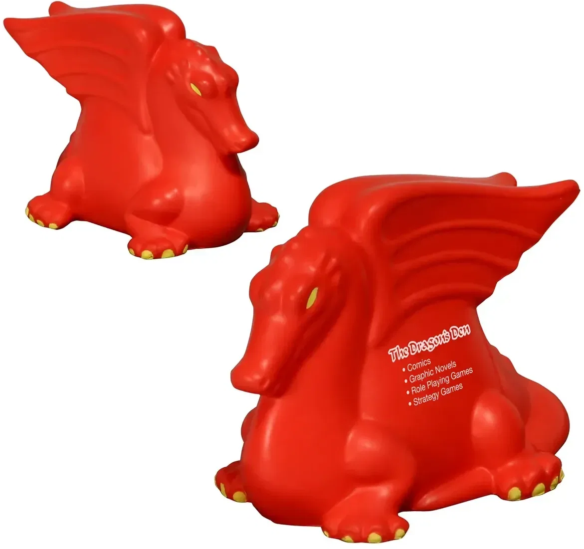 Custom Dragon Stress Reliever, promotional dragon-shaped foam squeeze toy with branded logo space
