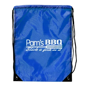 Pluto Large Polyester Drawstring Backpack, 17" x 20", 210 Denier Fabric with Metal Grommets, 1-Color Imprint