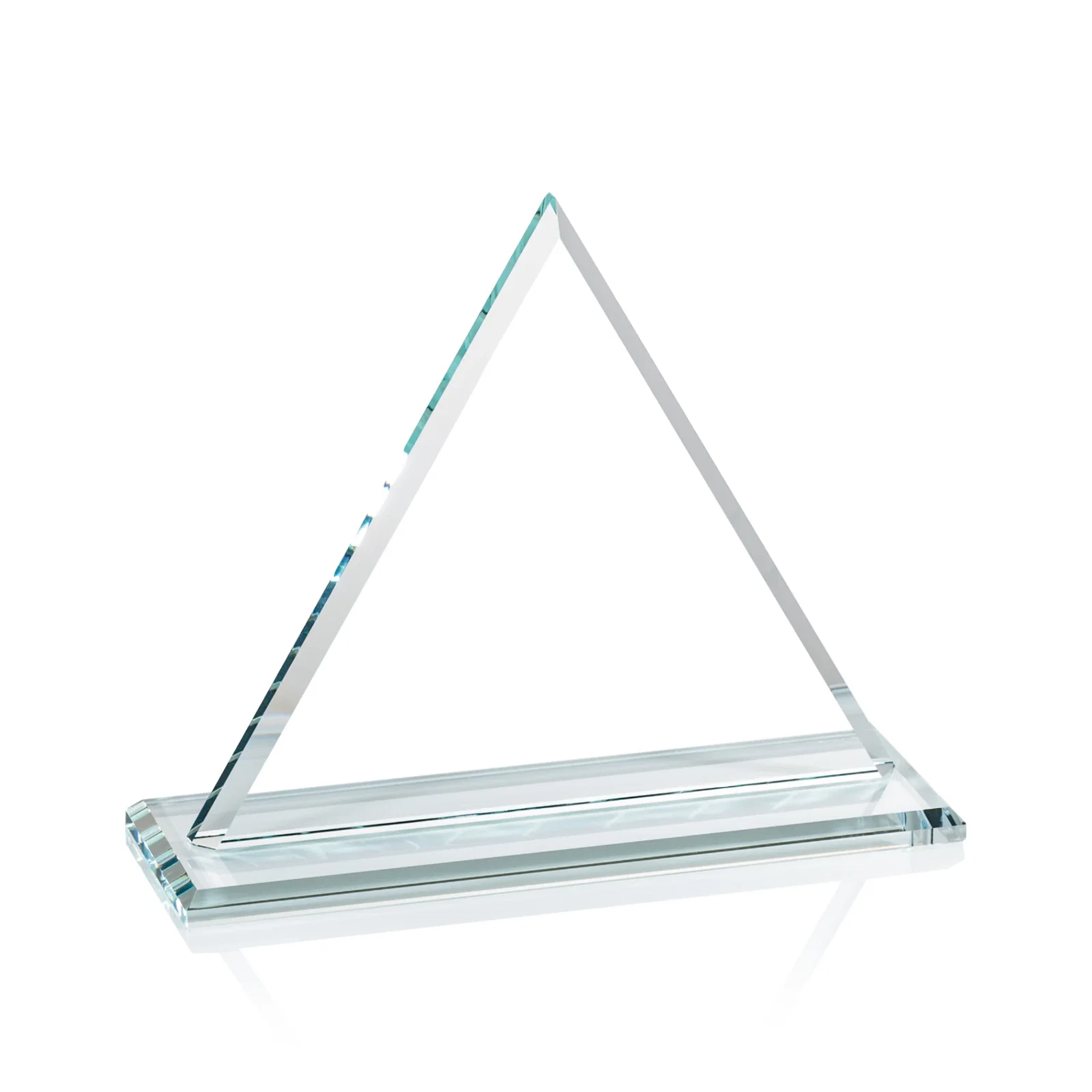 Custom engraved Starfire Crystal Triangle Award With Contrasting White Base for company anniversary events