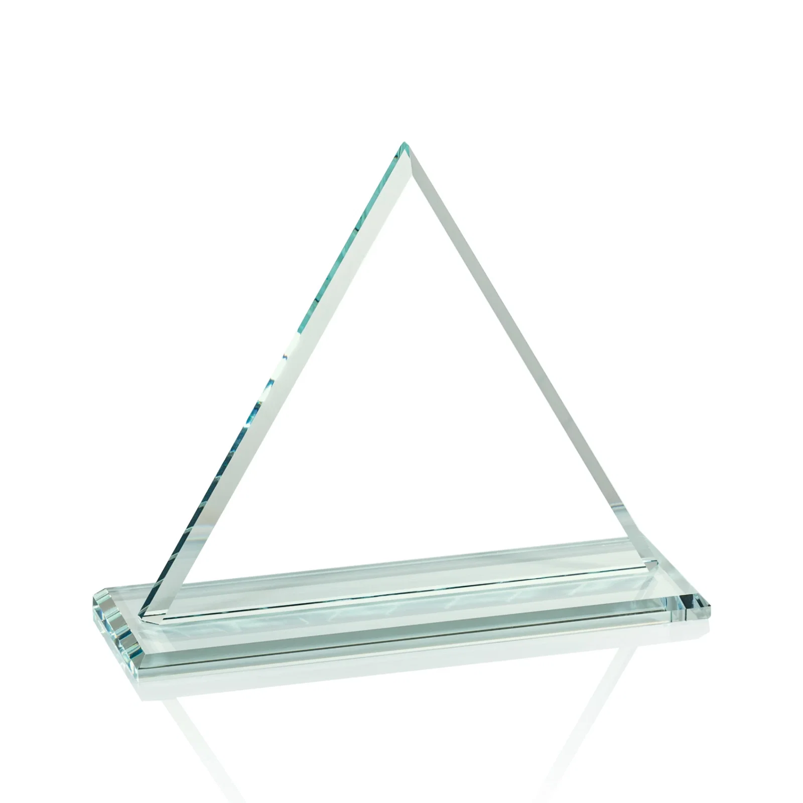 Custom Starfire Crystal Triangle Award With Contrasting White Base, with your logo for service anniversary gifts