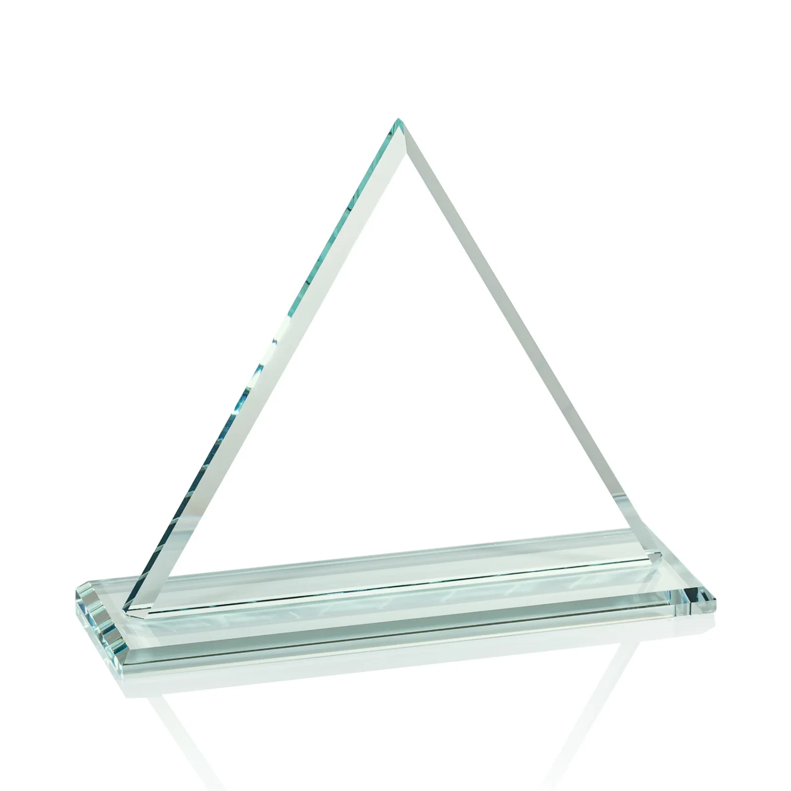 Custom Starfire Crystal Triangle Award With Contrasting White Base, with your logo for sales achievement awards