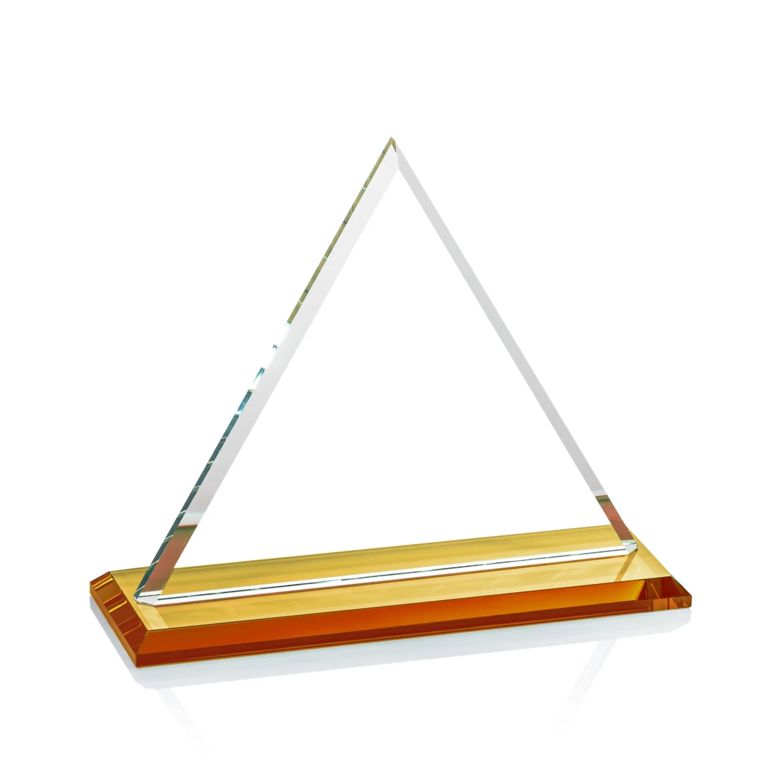 Custom Starfire Crystal Triangle Award With Contrasting White Base, with your logo for team milestone celebrations