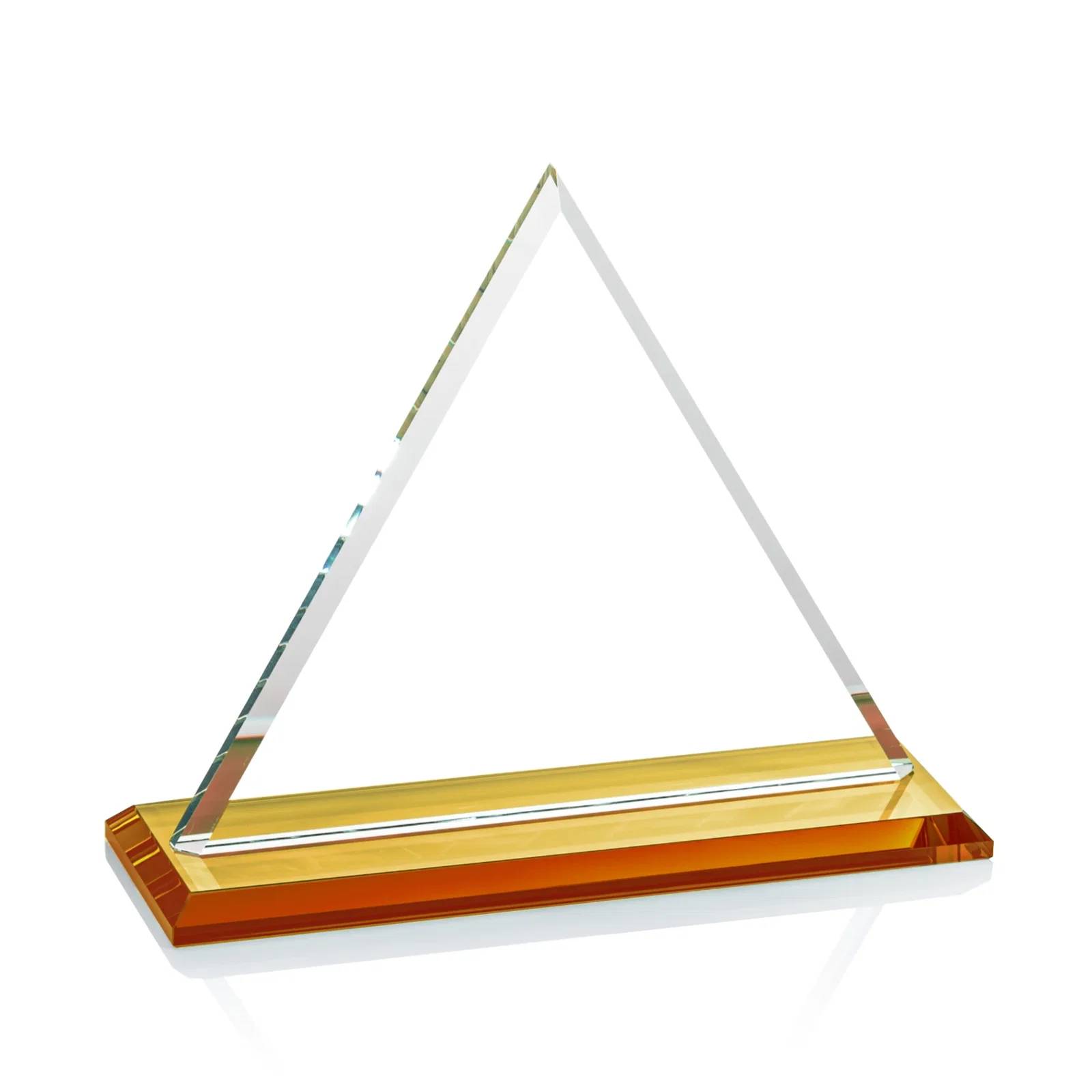 Custom Starfire Crystal Triangle Award With Contrasting White Base, with your logo for donor appreciation