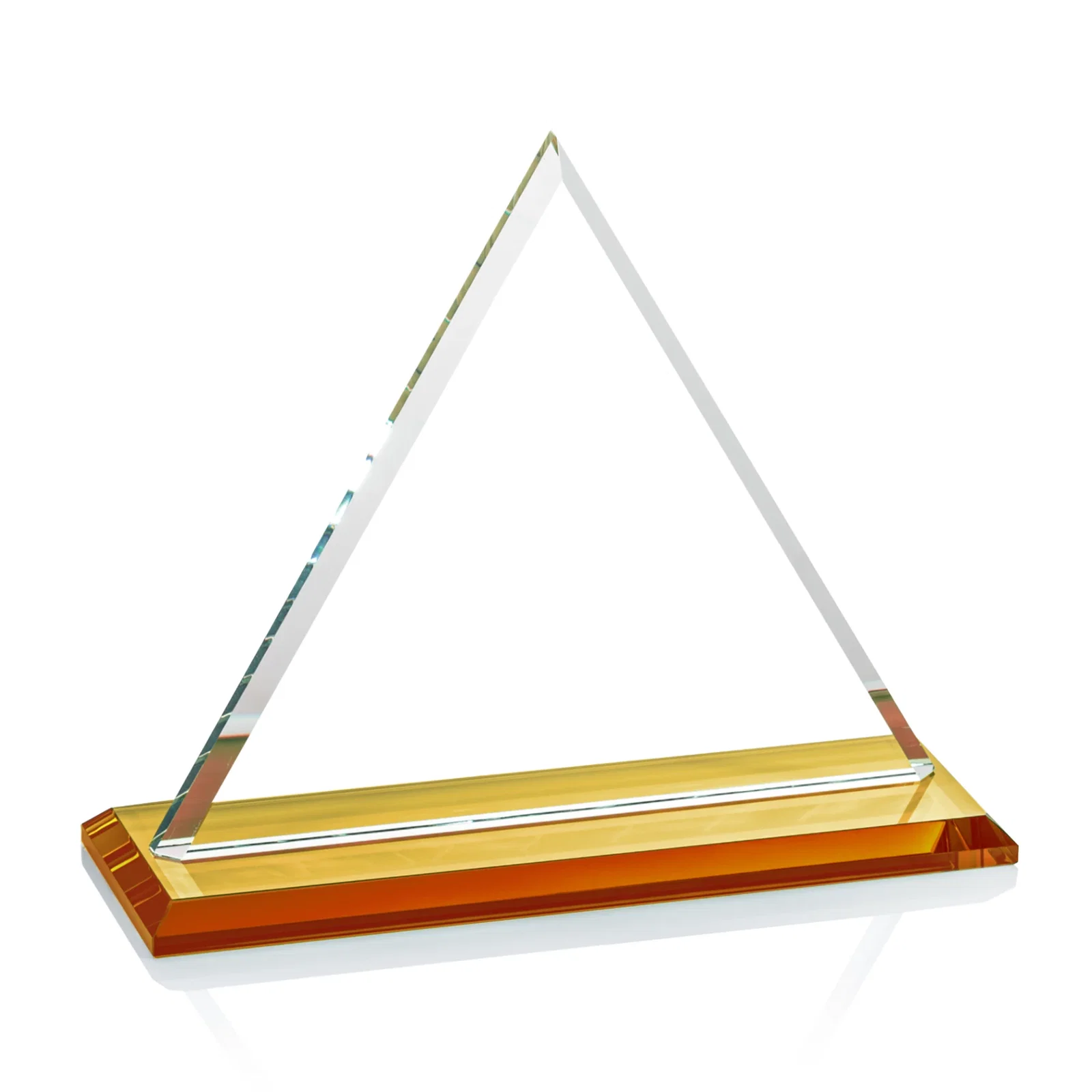 Custom Starfire Crystal Triangle Award With Contrasting White Base, with your logo for graduation ceremonies