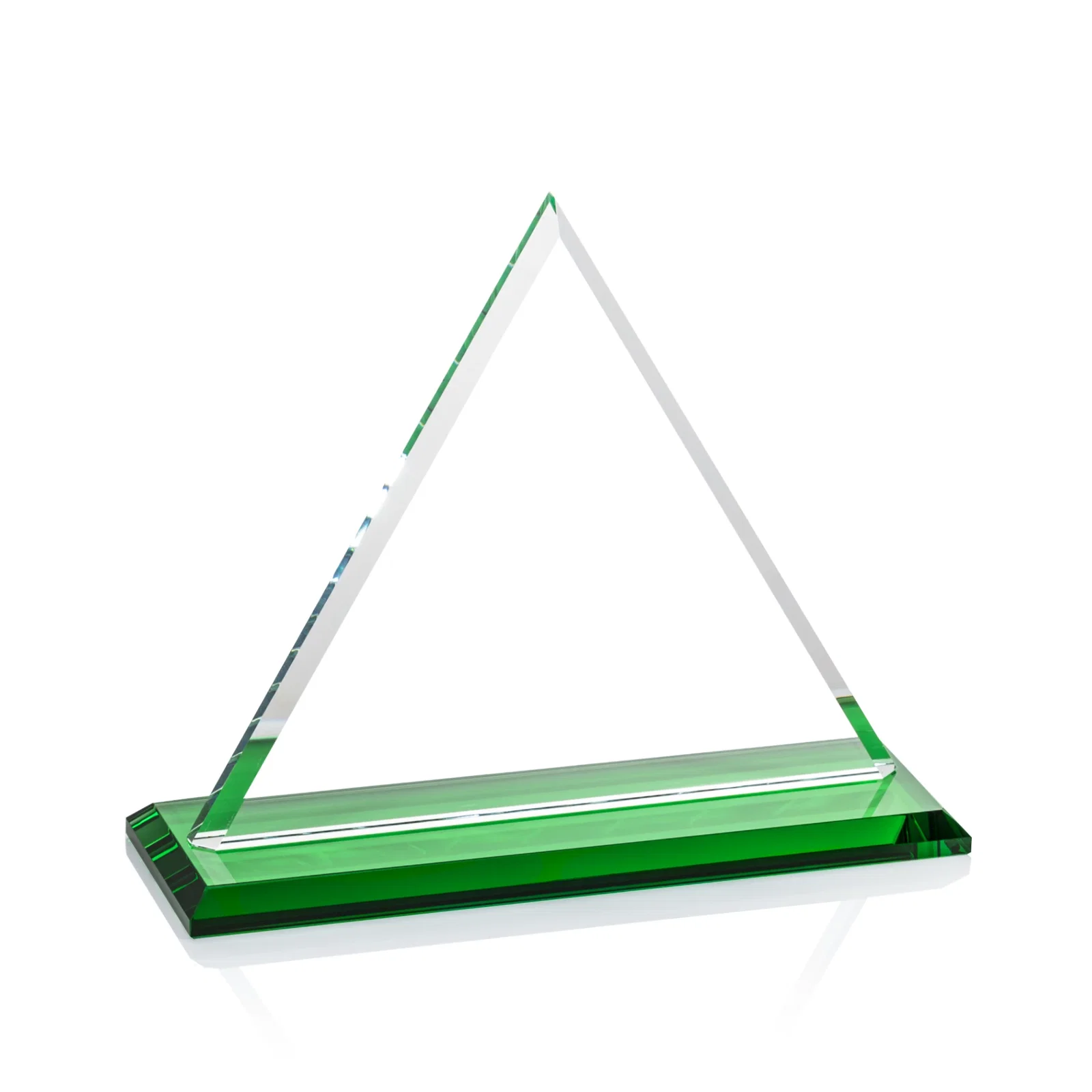 Custom Starfire Crystal Triangle Award With Contrasting White Base, with your logo for safety achievement programs