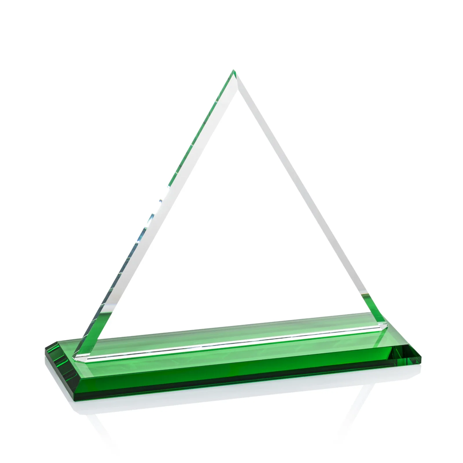 Custom Starfire Crystal Triangle Award With Contrasting White Base, with your logo for volunteer appreciation