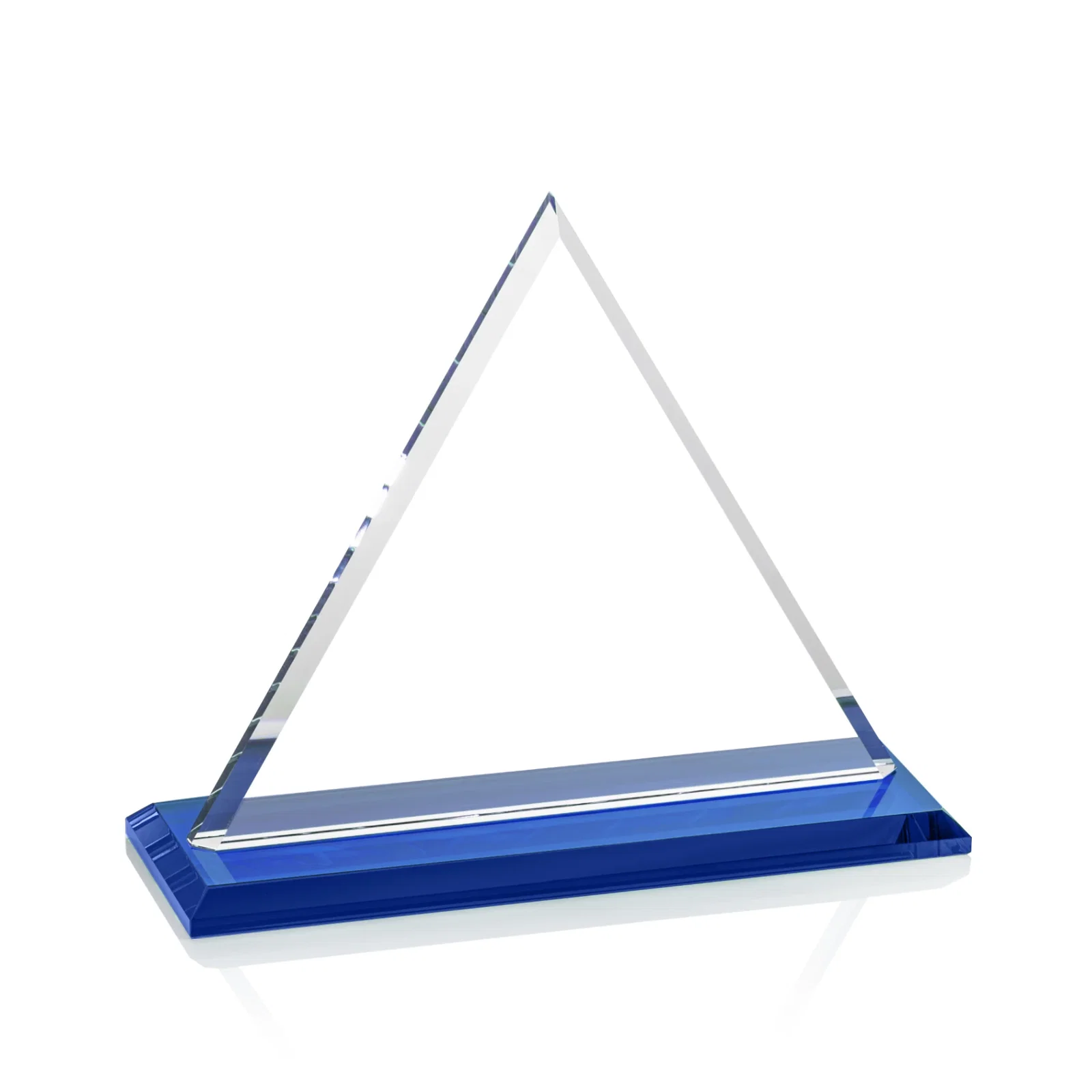 Custom Starfire Crystal Triangle Award With Contrasting White Base, with your logo for company anniversary events